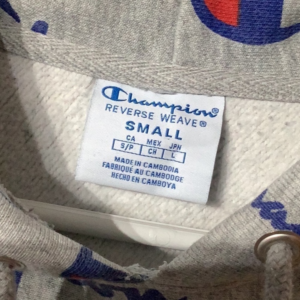 Champion - Sz S - thick logo brand hoodie - Picture 3 of 4